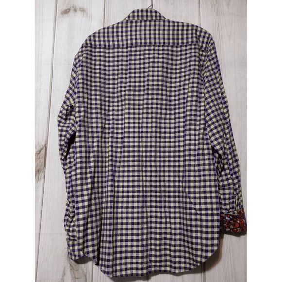 Robert Graham Shirt Men's Large Purple‎ Black Gingham Button Front - Picture 2 of 9